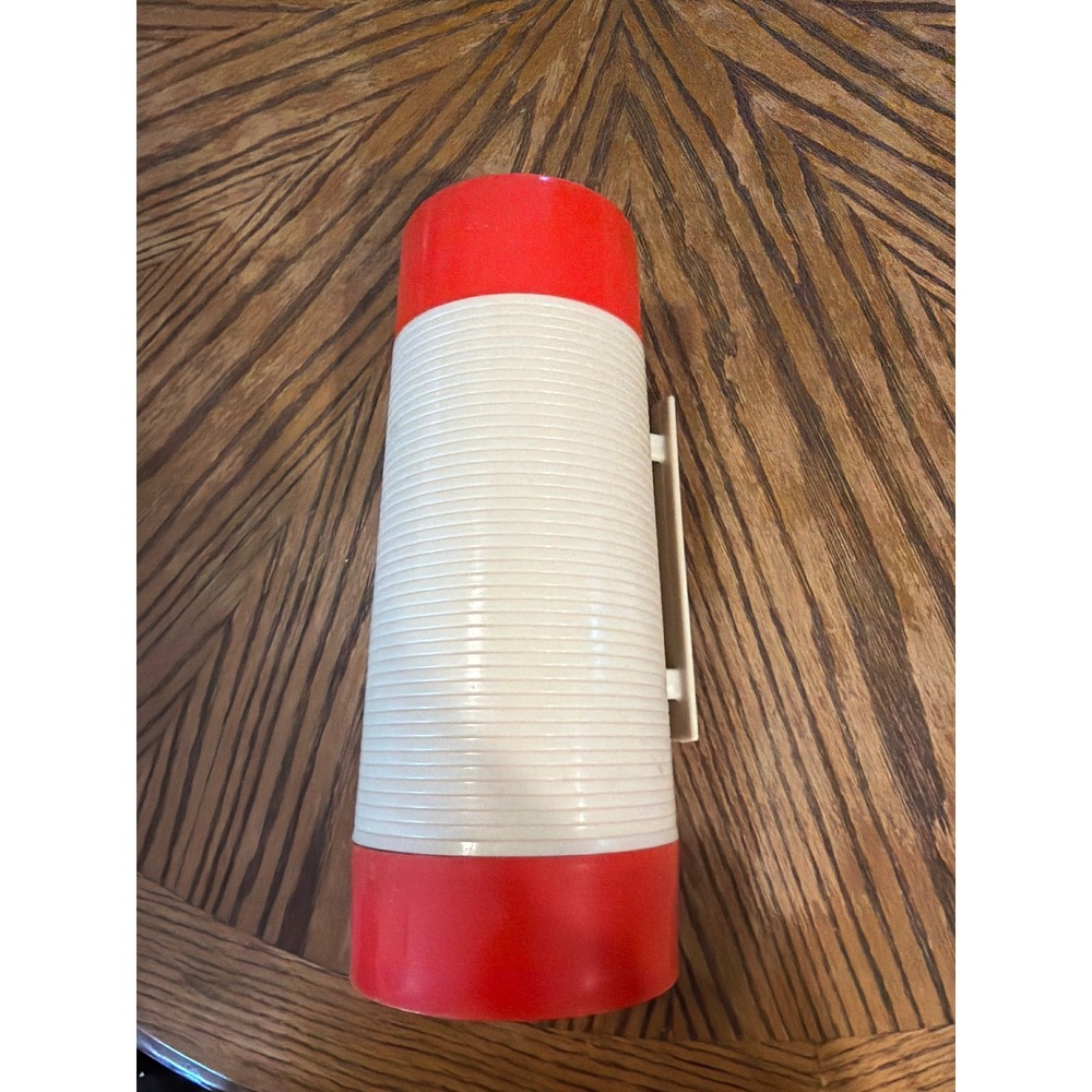 Vintage Aladdin Hy-Lo Thermos WM1060P Red White Wide Mouth 1 Quart Side Handle